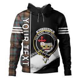 ScotsTee Shop Scottish MacDonald of Borrodale (Donald Borrodale Historic) Weathered Clan Crest Tartan Hoodie Quarter Personalized