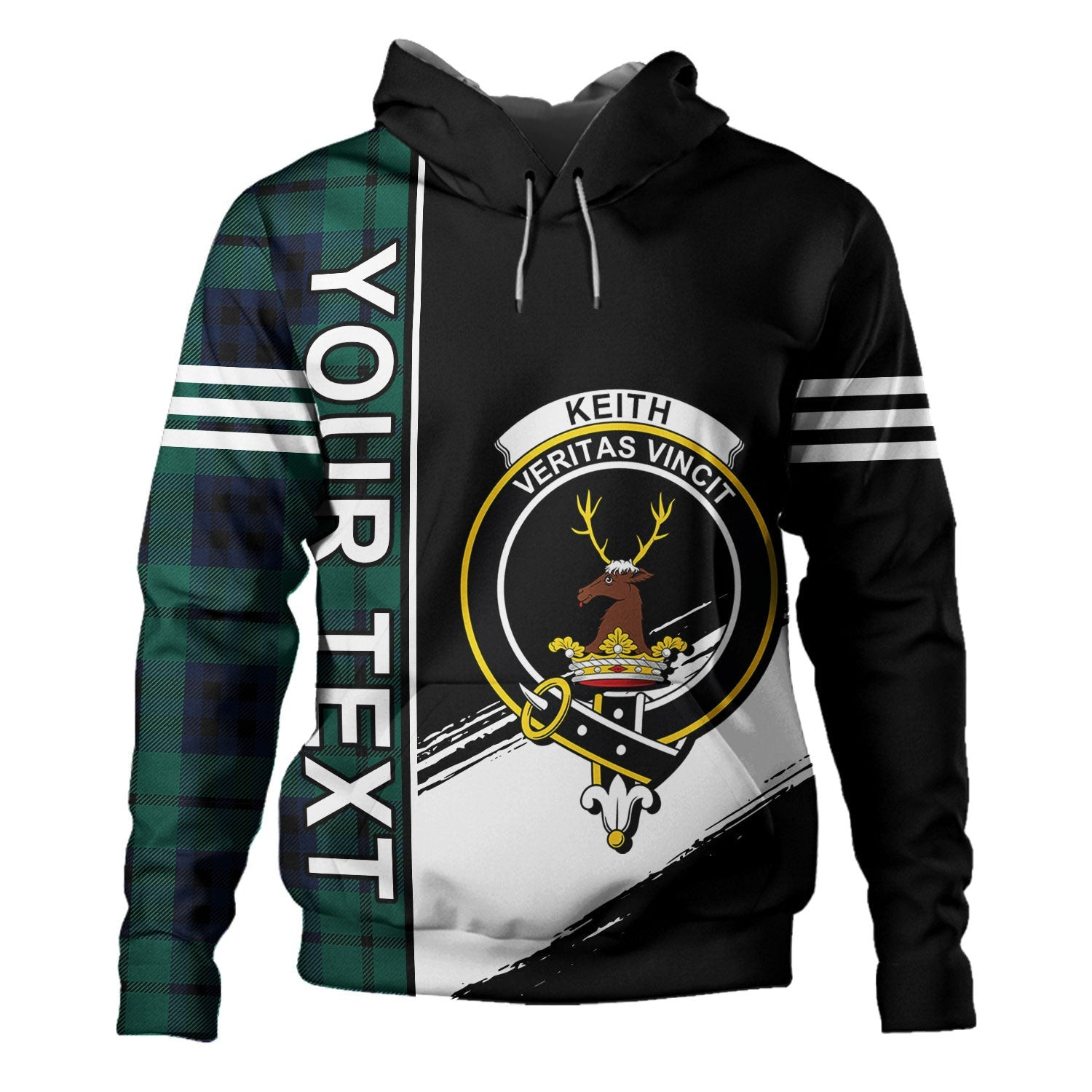 ScotsTee Shop Scottish Keith (Marshall) Modern Clan Crest Tartan Hoodie Quarter Personalized