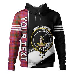 ScotsTee Shop Scottish Lumsden of Clova Ancient Clan Crest Tartan Hoodie Quarter Personalized