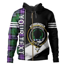 ScotsTee Shop Scottish MacArthur of Milton Ancient Clan Crest Tartan Hoodie Quarter Personalized