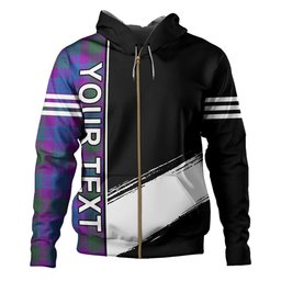 ScotsTee Shop Scottish Lang (Laing) Modern Clan Crest Tartan Hoodie Quarter Personalized