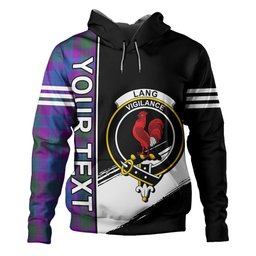 ScotsTee Shop Scottish Lang (Laing) Modern Clan Crest Tartan Hoodie Quarter Personalized