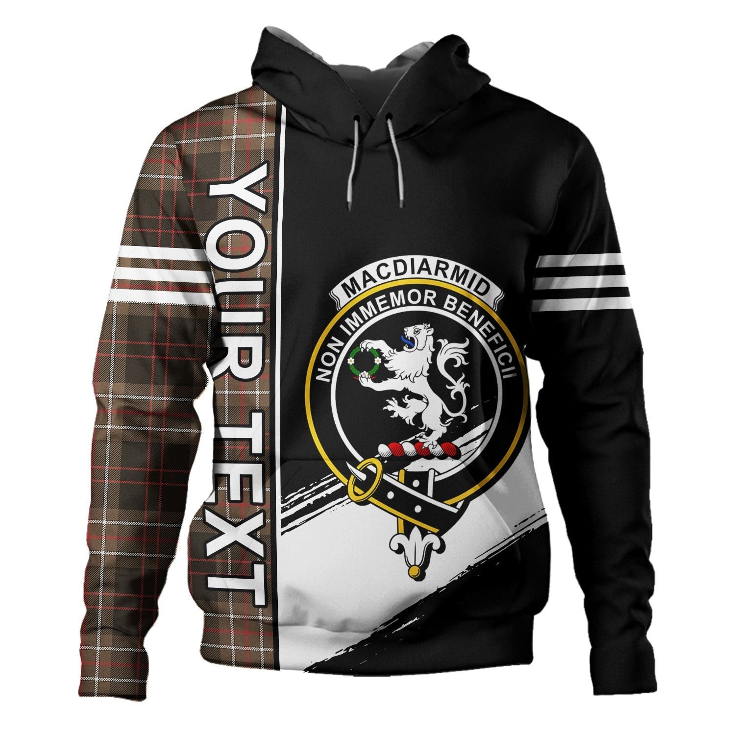 ScotsTee Shop Scottish MacDiarmid Weathered Clan Crest Tartan Hoodie Quarter Personalized