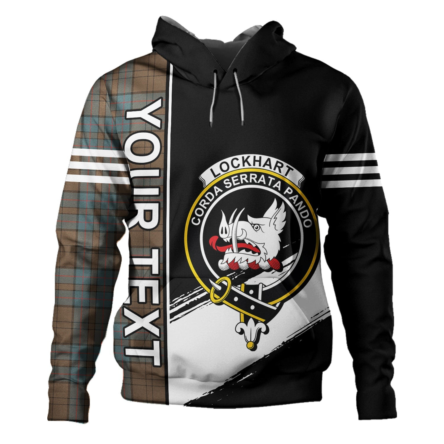 ScotsTee Shop Scottish Lockhart Weathered Clan Crest Tartan Hoodie Quarter Personalized