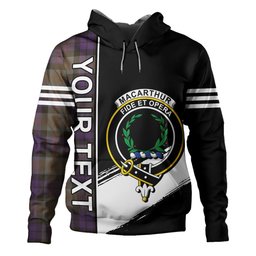 ScotsTee Shop Scottish MacArthur of Milton Weathered Clan Crest Tartan Hoodie Quarter Personalized
