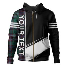 ScotsTee Shop Scottish Hunter of Peebleshire Modern Clan Crest Tartan Hoodie Quarter Personalized