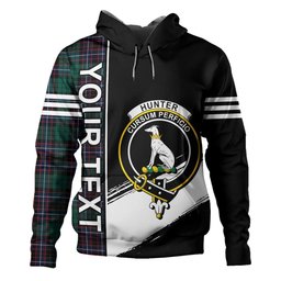 ScotsTee Shop Scottish Hunter of Peebleshire Modern Clan Crest Tartan Hoodie Quarter Personalized