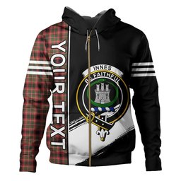 ScotsTee Shop Scottish Innes of Cowie Ancient Clan Crest Tartan Hoodie Quarter Personalized