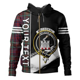 ScotsTee Shop Scottish MacDonald of Clanranald Modern Clan Crest Tartan Hoodie Quarter Personalized