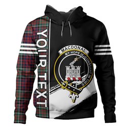 ScotsTee Shop Scottish MacDonald of Clanranald Modern Clan Crest Tartan Hoodie Quarter Personalized