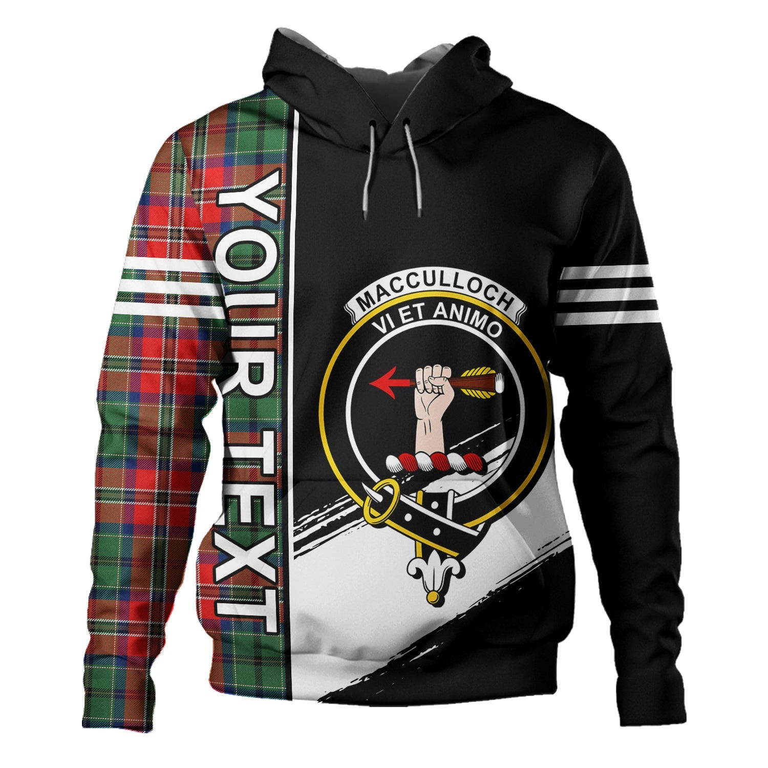 ScotsTee Shop Scottish MacCulloch Modern Clan Crest Tartan Hoodie Quarter Personalized