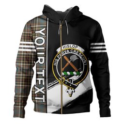 ScotsTee Shop Scottish Hislop #2 Weathered Clan Crest Tartan Hoodie Quarter Personalized