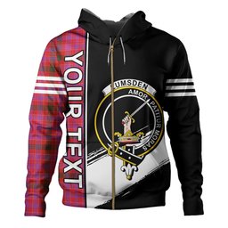 ScotsTee Shop Scottish Lumsden of Clova Modern Clan Crest Tartan Hoodie Quarter Personalized