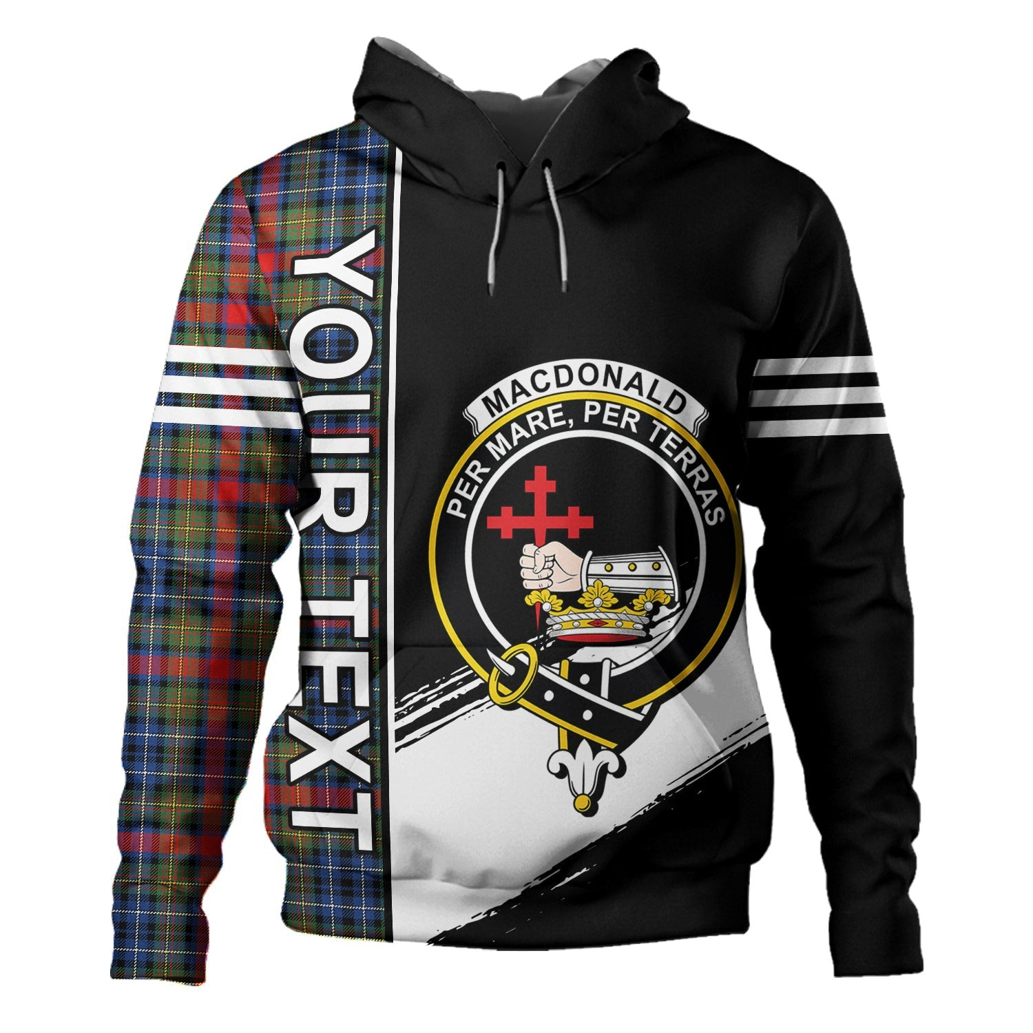 ScotsTee Shop Scottish MacDonald of P.E. Island (Donald of P.E. Island) Modern Clan Crest Tartan Hoodie Quarter Personalized