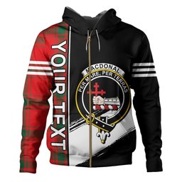 ScotsTee Shop Scottish MacDonald of Sleat (Donald Lord MacDonald) Modern Clan Crest Tartan Hoodie Quarter Personalized
