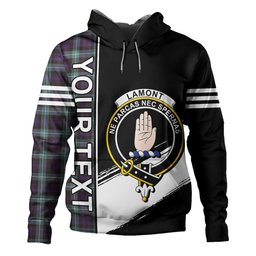 ScotsTee Shop Scottish Lamont (MacLamont) Weathered Clan Crest Tartan Hoodie Quarter Personalized
