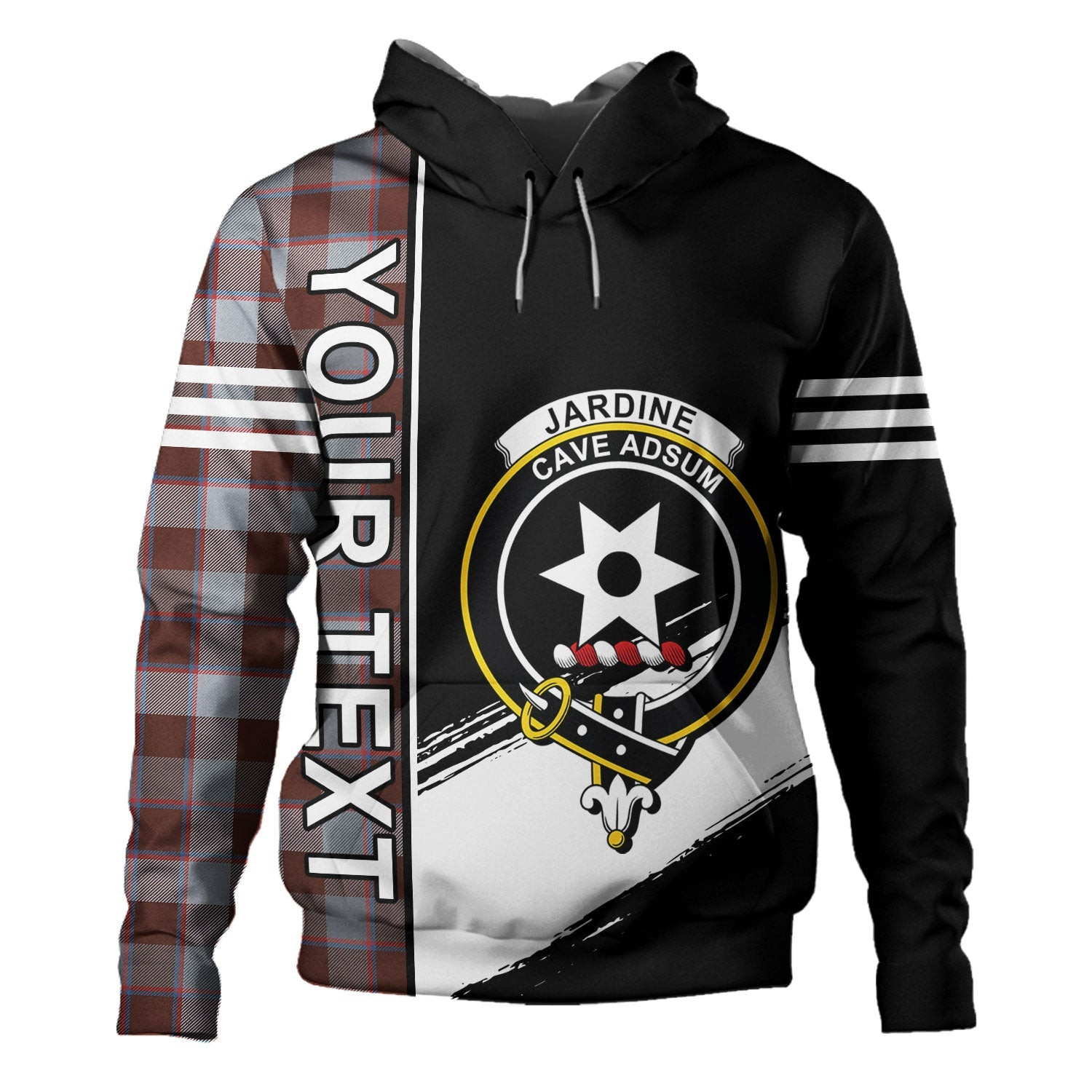 ScotsTee Shop Scottish Jardine of Castlemilk Modern Clan Crest Tartan Hoodie Quarter Personalized