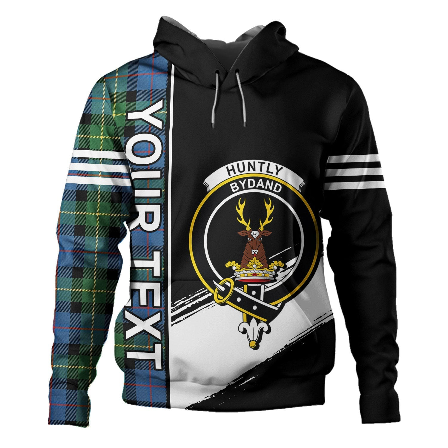 ScotsTee Shop Scottish Huntly Gordon Gathering 2000 Ancient Clan Crest Tartan Hoodie Quarter Personalized
