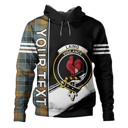 ScotsTee Shop Scottish Laing (Lang) Weathered Clan Crest Tartan Hoodie Quarter Personalized