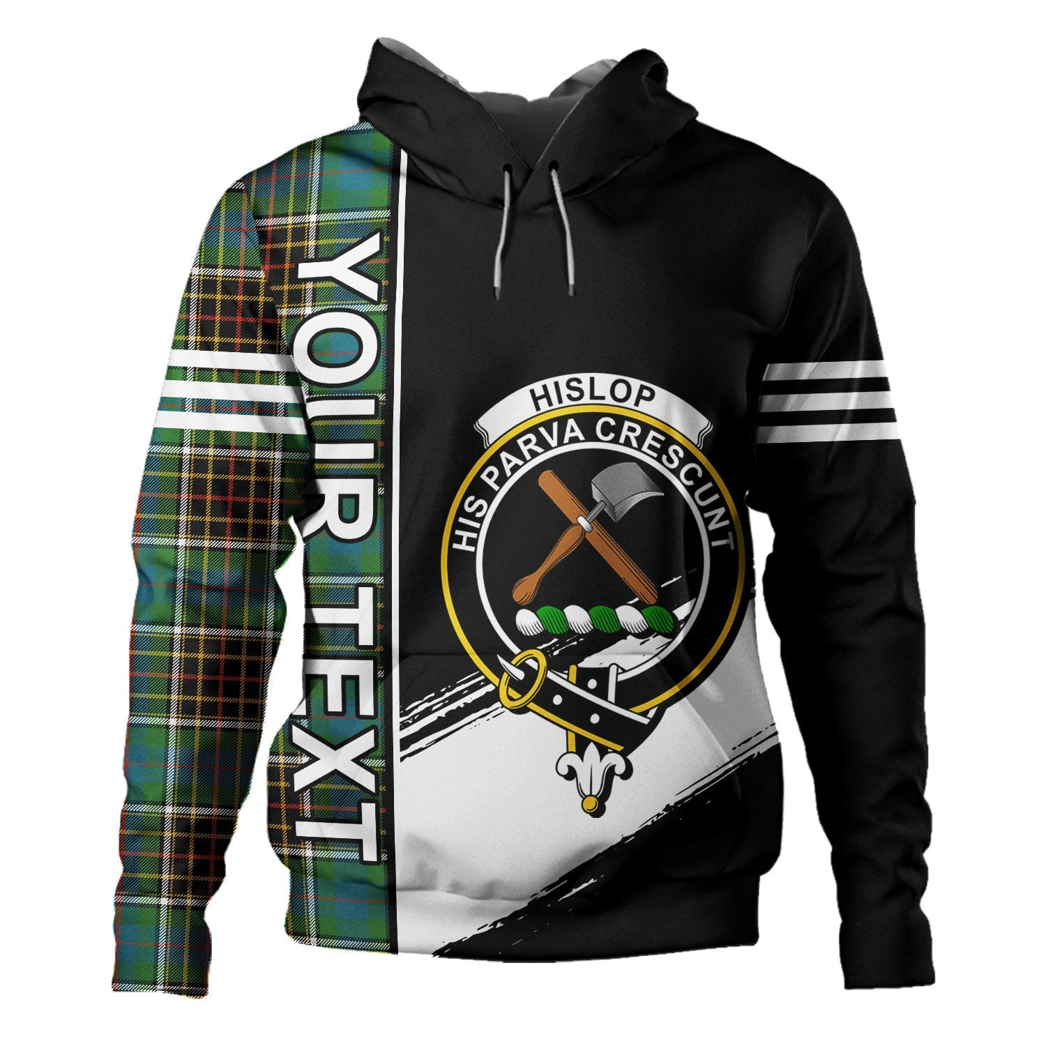 ScotsTee Shop Scottish Hislop #2 Ancient Clan Crest Tartan Hoodie Quarter Personalized