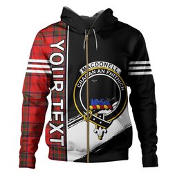 ScotsTee Shop Scottish MacDonell of Keppoch Ancient Clan Crest Tartan Hoodie Quarter Personalized