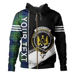 ScotsTee Shop Scottish Johnstone (Johnson) Modern Clan Crest Tartan Hoodie Quarter Personalized