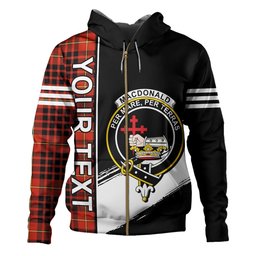 ScotsTee Shop Scottish MacDonald of Ardnamurchan (Donald of Ardnamurchan) Ancient Clan Crest Tartan Hoodie Quarter Personalized