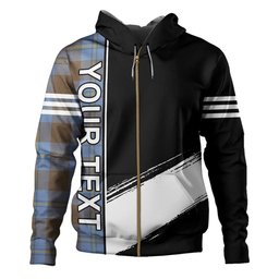 ScotsTee Shop Scottish Irvine of Bonshaw Weathered Clan Crest Tartan Hoodie Quarter Personalized