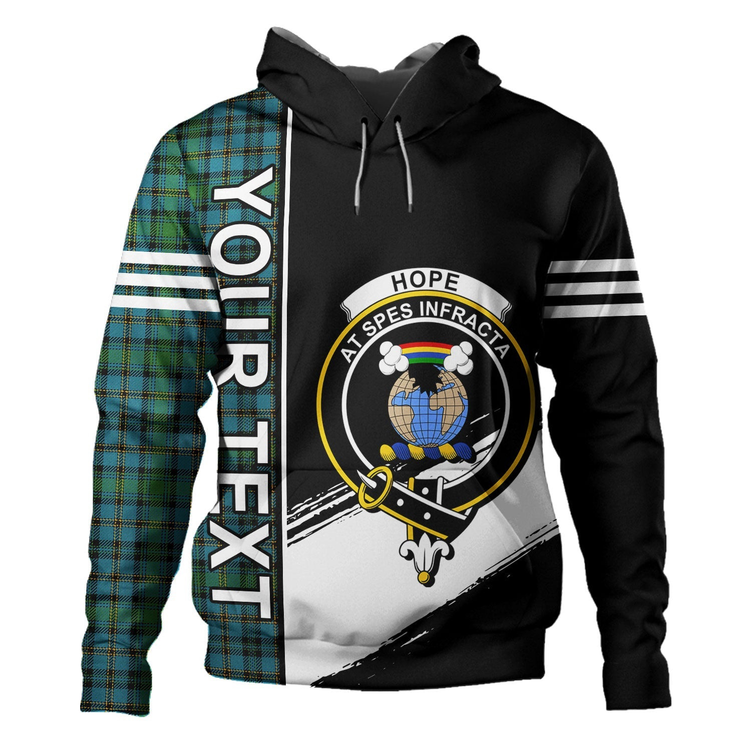 ScotsTee Shop Scottish Hope Vere Ancient Clan Crest Tartan Hoodie Quarter Personalized