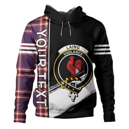 ScotsTee Shop Scottish Laing of Archiestown (Lang of Archiestown) Weathered Clan Crest Tartan Hoodie Quarter Personalized