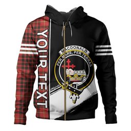 ScotsTee Shop Scottish MacDonald of Ardnamurchan (Donald of Ardnamurchan) Weathered Clan Crest Tartan Hoodie Quarter Personalized