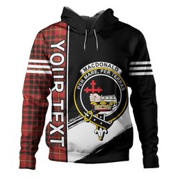 ScotsTee Shop Scottish MacDonald of Ardnamurchan (Donald of Ardnamurchan) Weathered Clan Crest Tartan Hoodie Quarter Personalized