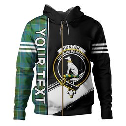 ScotsTee Shop Scottish Hunter of Hunterston (Michael of Hunterston) Ancient Clan Crest Tartan Hoodie Quarter Personalized