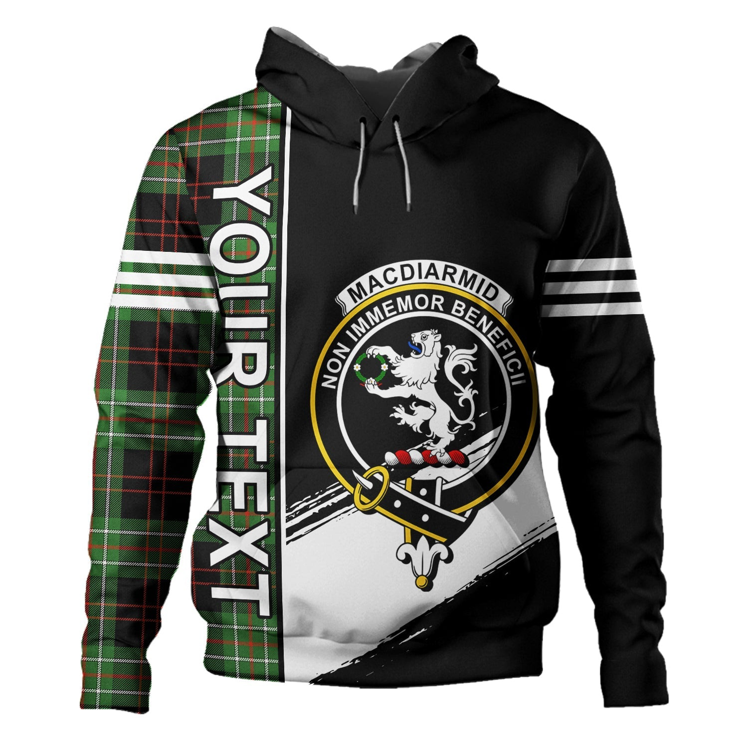 ScotsTee Shop Scottish MacDiarmid Ancient Clan Crest Tartan Hoodie Quarter Personalized