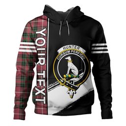 ScotsTee Shop Scottish Hunter of Bute (Hunter Maroon) Ancient Clan Crest Tartan Hoodie Quarter Personalized