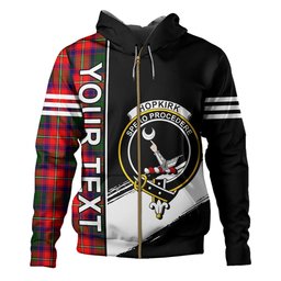ScotsTee Shop Scottish Hopkirk Clan Crest Tartan Hoodie Quarter Personalized