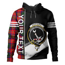 ScotsTee Shop Scottish Hopkirk Clan Crest Tartan Hoodie Quarter Personalized