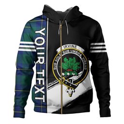 ScotsTee Shop Scottish Irvine of Bonshaw Modern Clan Crest Tartan Hoodie Quarter Personalized