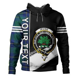 ScotsTee Shop Scottish Irvine of Bonshaw Modern Clan Crest Tartan Hoodie Quarter Personalized