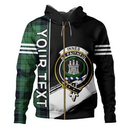 ScotsTee Shop Scottish Innes (Georgina) Clan Crest Tartan Hoodie Quarter Personalized