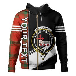 ScotsTee Shop Scottish MacDonald of Sleat (Donald Lord MacDonald) Ancient Clan Crest Tartan Hoodie Quarter Personalized