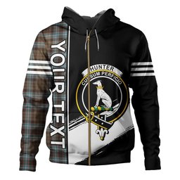 ScotsTee Shop Scottish Hunter of Peebleshire Weathered Clan Crest Tartan Hoodie Quarter Personalized