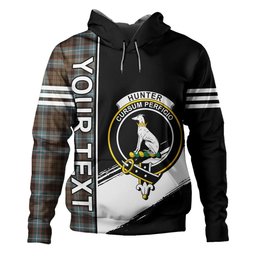 ScotsTee Shop Scottish Hunter of Peebleshire Weathered Clan Crest Tartan Hoodie Quarter Personalized