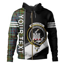 ScotsTee Shop Scottish MacDonald of Clanranald Ancient Clan Crest Tartan Hoodie Quarter Personalized