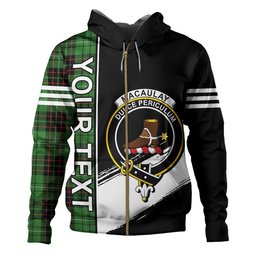 ScotsTee Shop Scottish MacAulay of Lewis Ancient Clan Crest Tartan Hoodie Quarter Personalized