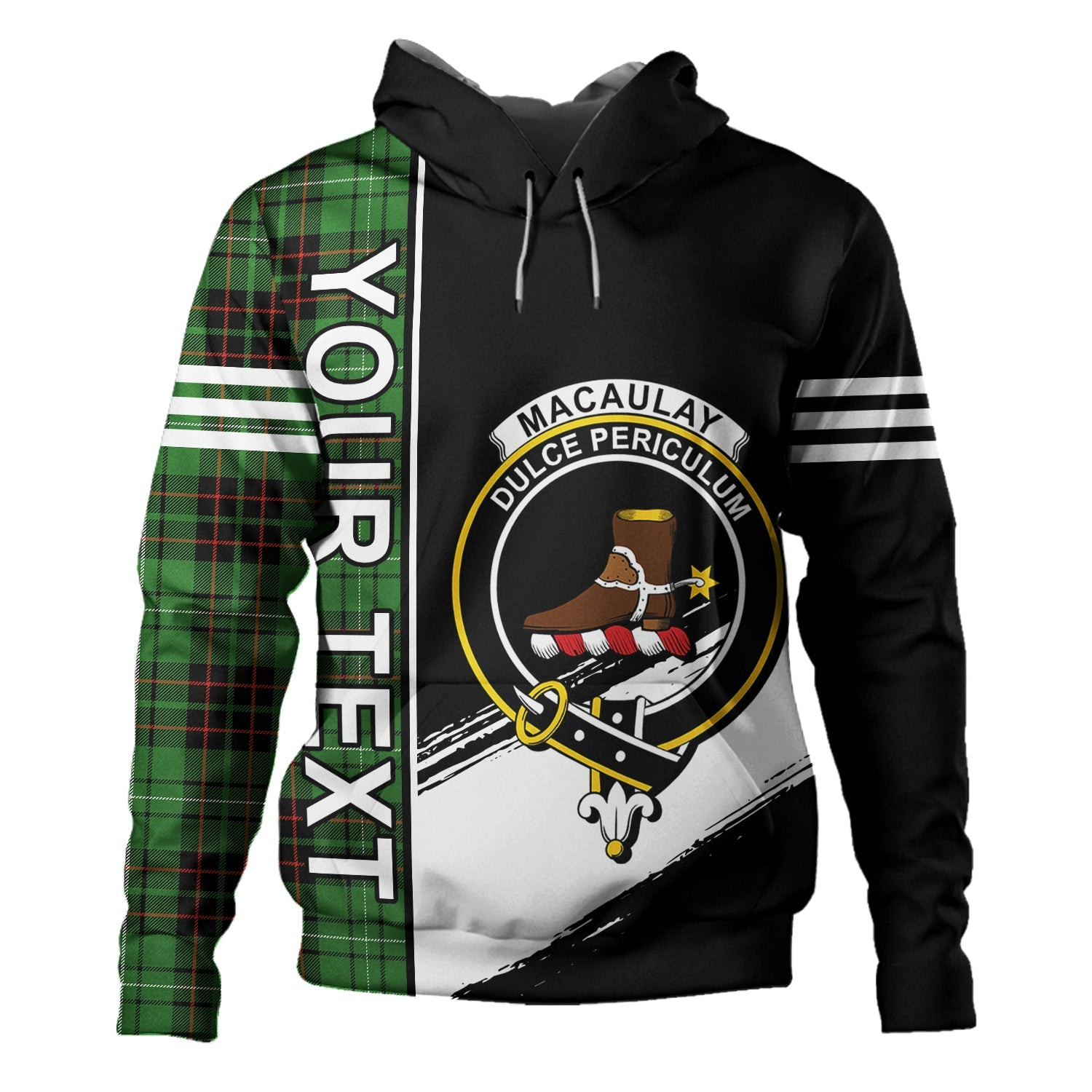 ScotsTee Shop Scottish MacAulay of Lewis Ancient Clan Crest Tartan Hoodie Quarter Personalized