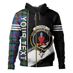 ScotsTee Shop Scottish Logan Ancient Clan Crest Tartan Hoodie Quarter Personalized