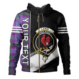 ScotsTee Shop Scottish Lang (Laing) Ancient Clan Crest Tartan Hoodie Quarter Personalized