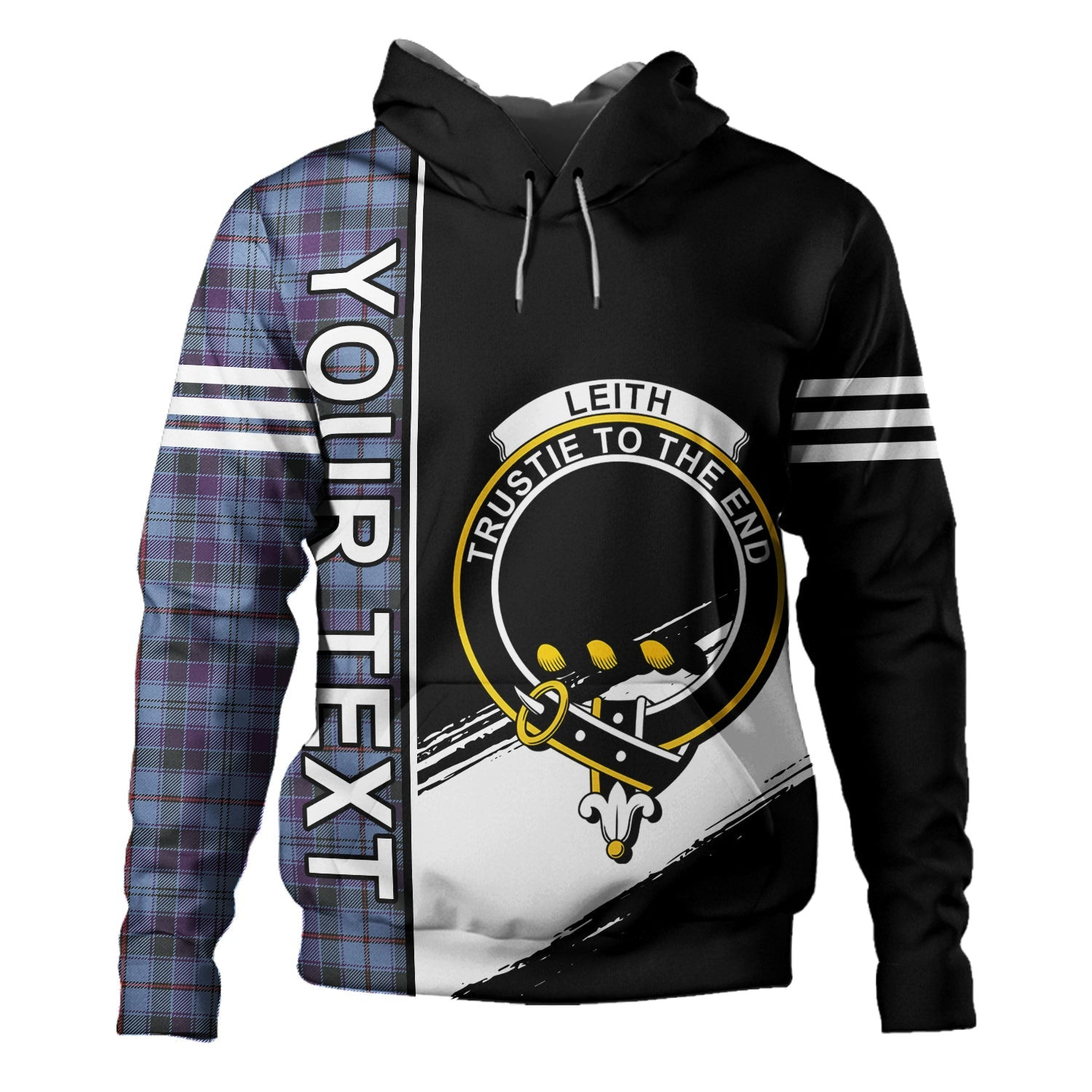 ScotsTee Shop Scottish Leith District Weathered Clan Crest Tartan Hoodie Quarter Personalized