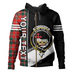 ScotsTee Shop Scottish MacDonald of Glenaladale (Donald of Glenaladale) 2006 Modern Clan Crest Tartan Hoodie Quarter Personalized